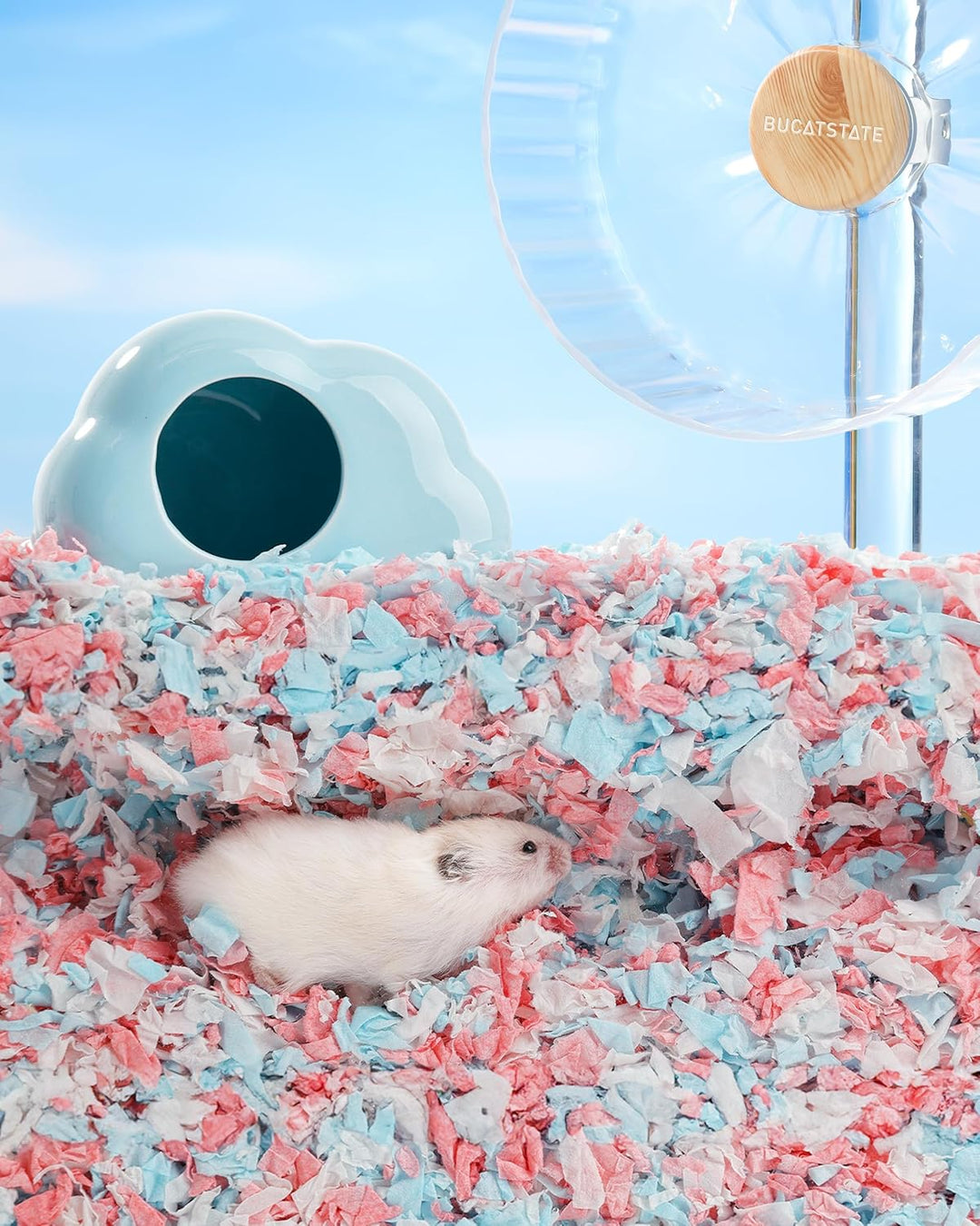 BUCATSTATE Hamster Streu 70L, Papier Einstreu für Kleintiere, Besonders Saugfähige &amp; 99,9% Staubfrei