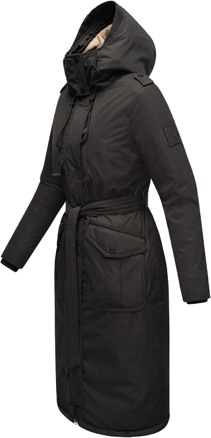 Navahoo Damen Wintermantel Warmer Parka lang mit hohem Kragen und weicher Kapuze Hokulanii XS-XXL XS