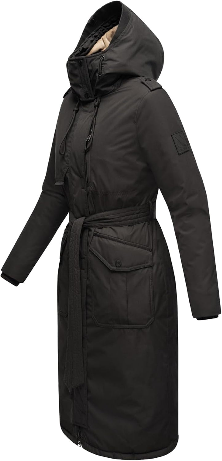 Navahoo Damen Wintermantel Warmer Parka lang mit hohem Kragen und weicher Kapuze Hokulanii XS-XXL XS