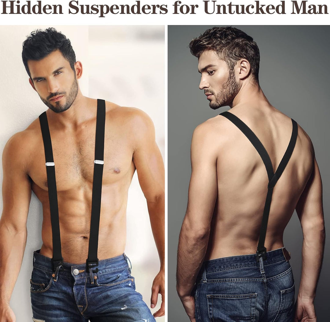2 Pcs Hidden Suspenders for Men Hiking Suspenders Undergarment Suspenders for Untucked Men Winter Ou