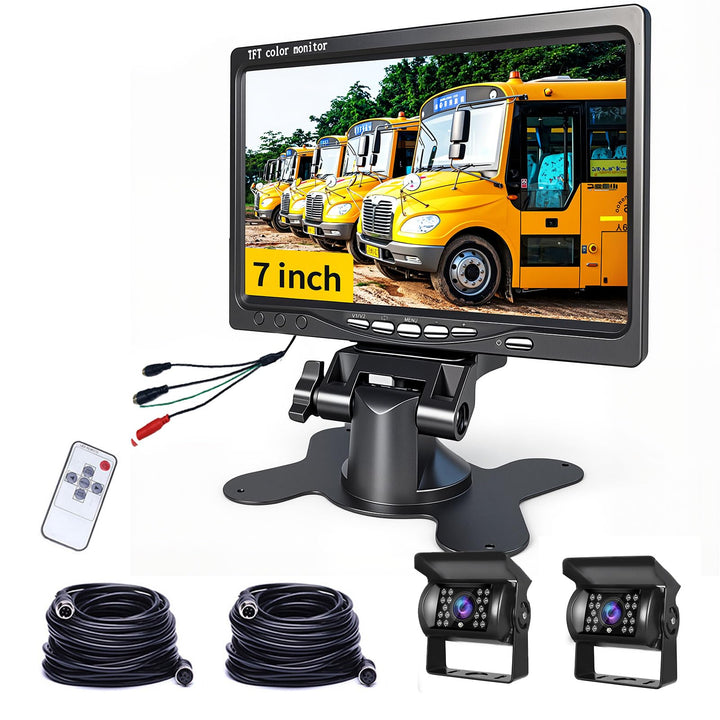 Hodozzy Rückfahrkamera Set mit 7 Zoll-LCD-Monitor &amp; Dual Backup Kamera, Wasserdicht, Nachtsicht, 2 K