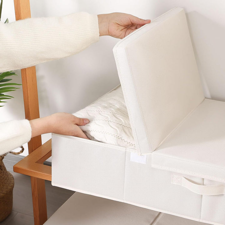 YheenLf 2 Stück Unterbettkommoden, Aufbewahrungsbox mit Deckel, Faltbare Aufbewahrungstasche, Stoffb