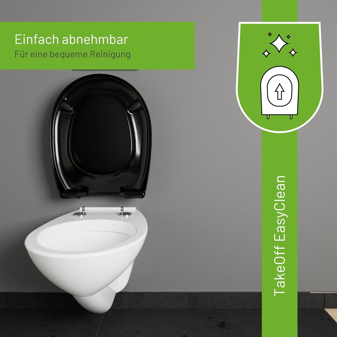 LUVETT® WC-Sitz mit Absenkautomatik C100 oval universell, Toilettendeckel mit 3 Edelstahl Montagelös