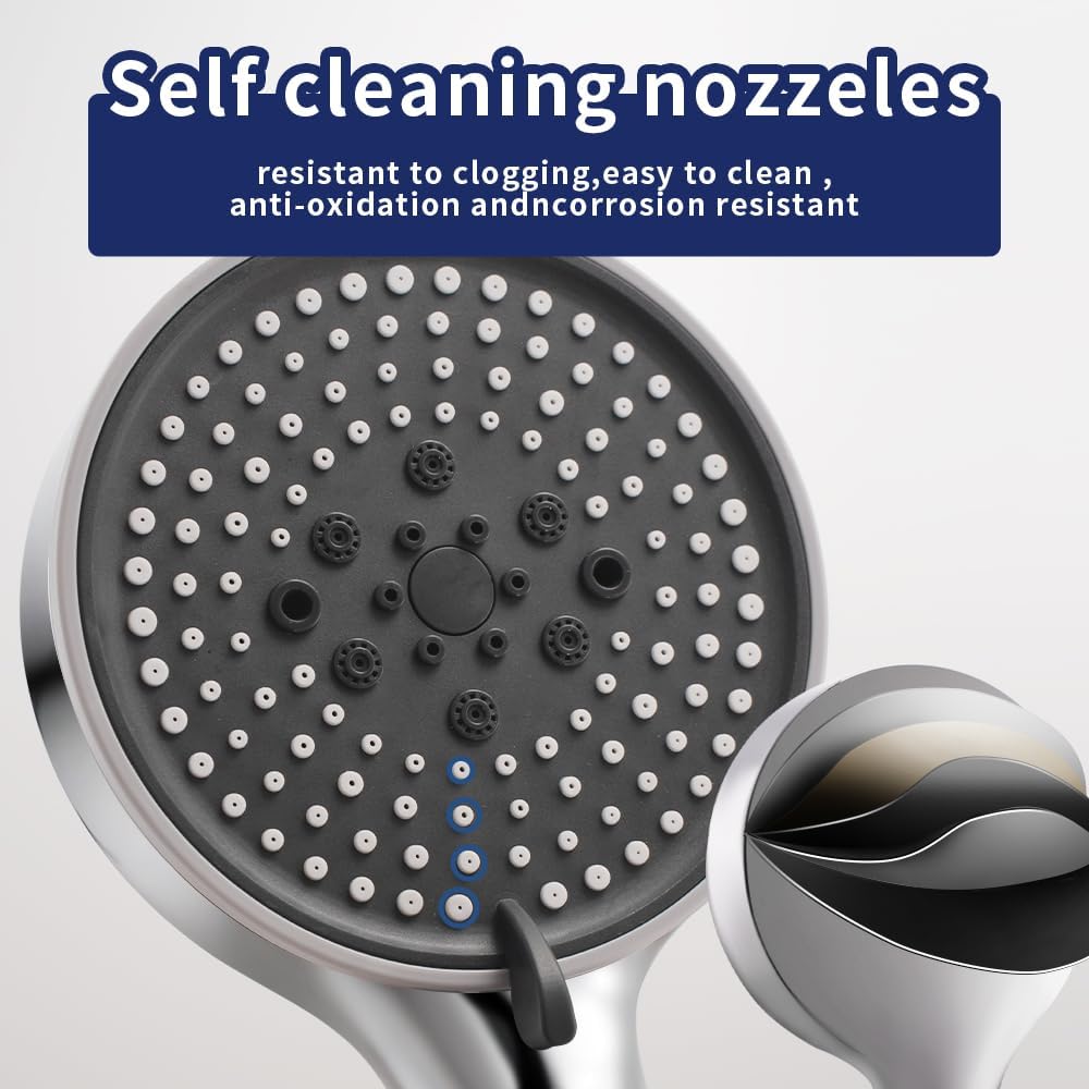 Hochdruck Duschkopf mit Schlauch 2m, wassersparender Handbrause mit 5 Strahlarten (Relaxation Versio
