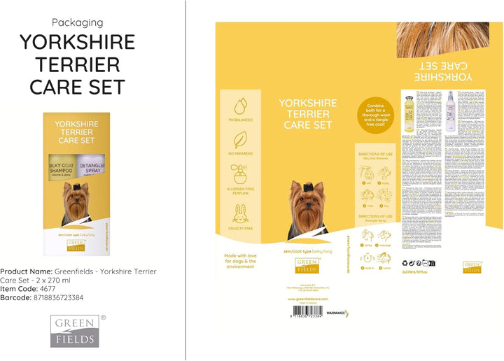 Greenfields Hundeshampoo Geschenk (langhaariges Fell) Yorkshire Terrier Care Set 250 ml (2er Pack)