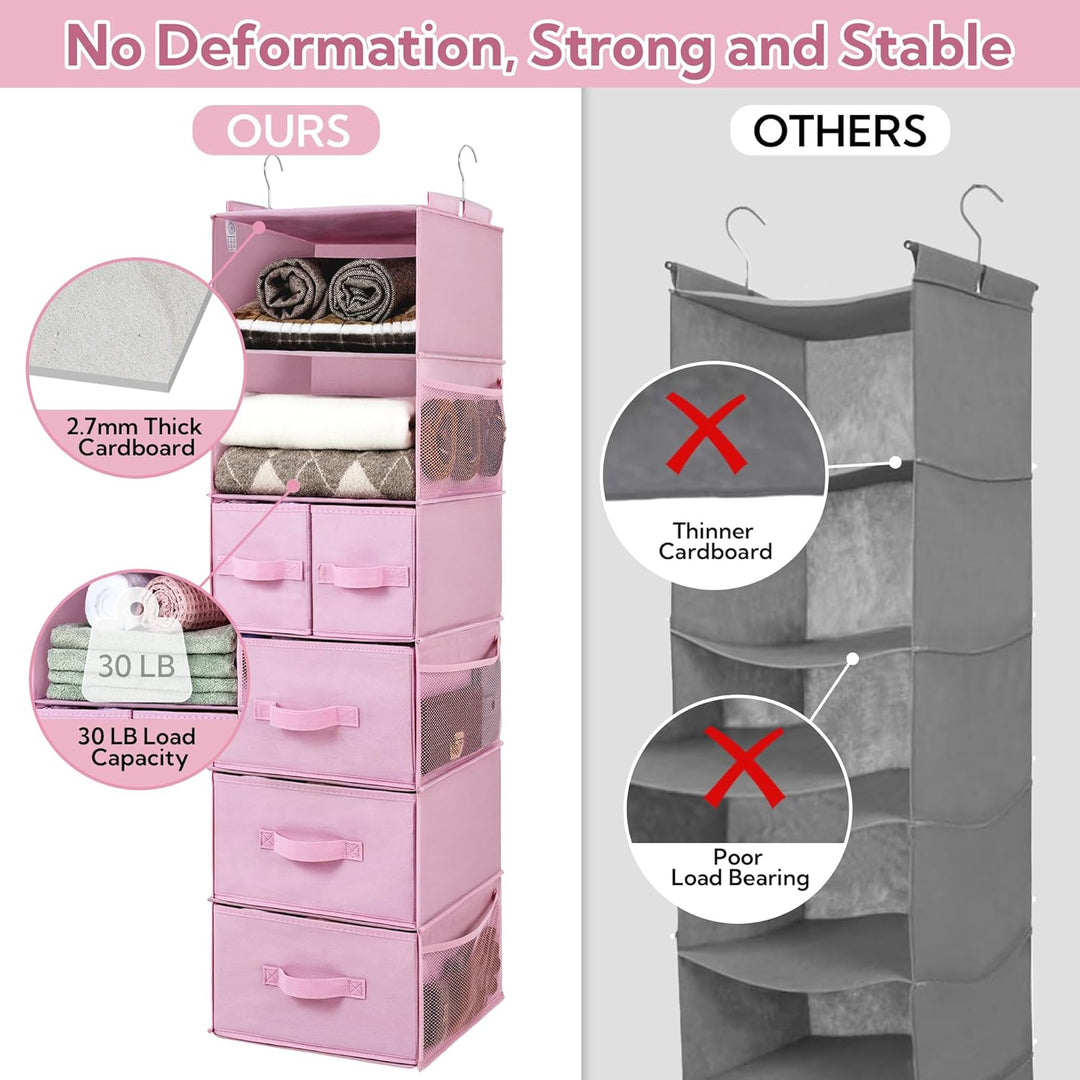 GRANNY SAYS Kleiderschrank Organizer Hängend, 1 Stück Hängeorganizer mit Schubladen, Rosa Hängeaufbe