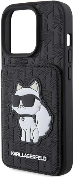 Karl Lagerfeld KLHCP15LSAKCNSCK Hülle für iPhone 15 Pro 6.1" Schwarz hardcase Saffiano Cardslots and