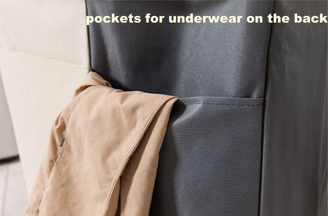 CNFQ Grosser Faltbarer Wäschekorb 3 Fächer mit Netz als Sichtschutz Schmutzwäschetasche mit Griff fü