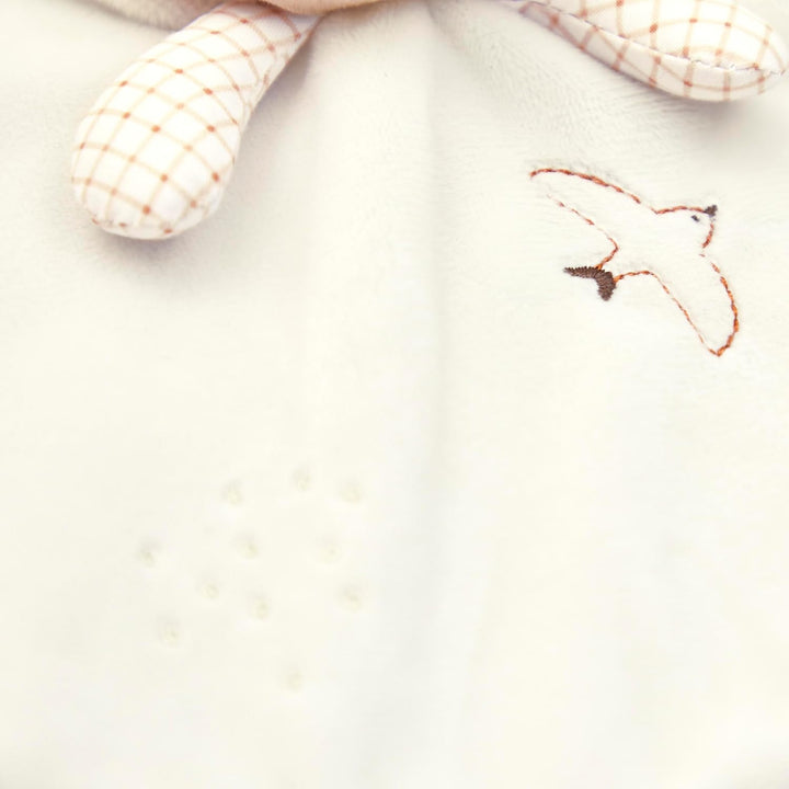 KALOO - Rundes Schmusetuch in Hasenform - Creme - Vichy-Stil - Grösse 24 cm - Weiches und Flauschige