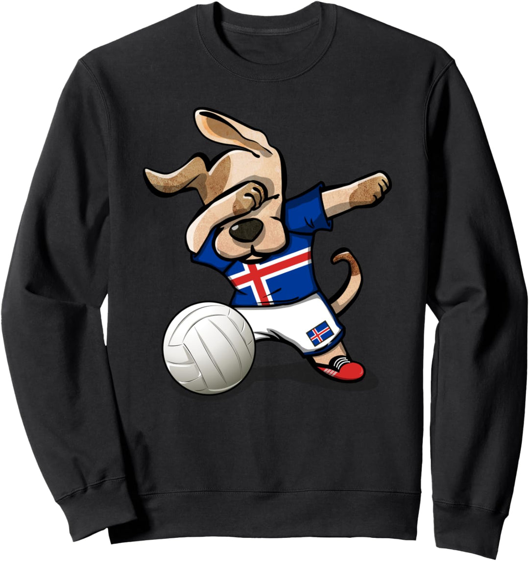 Lustiger Tupfender Hund Island Volleyball Isländische Flagge Sweatshirt
