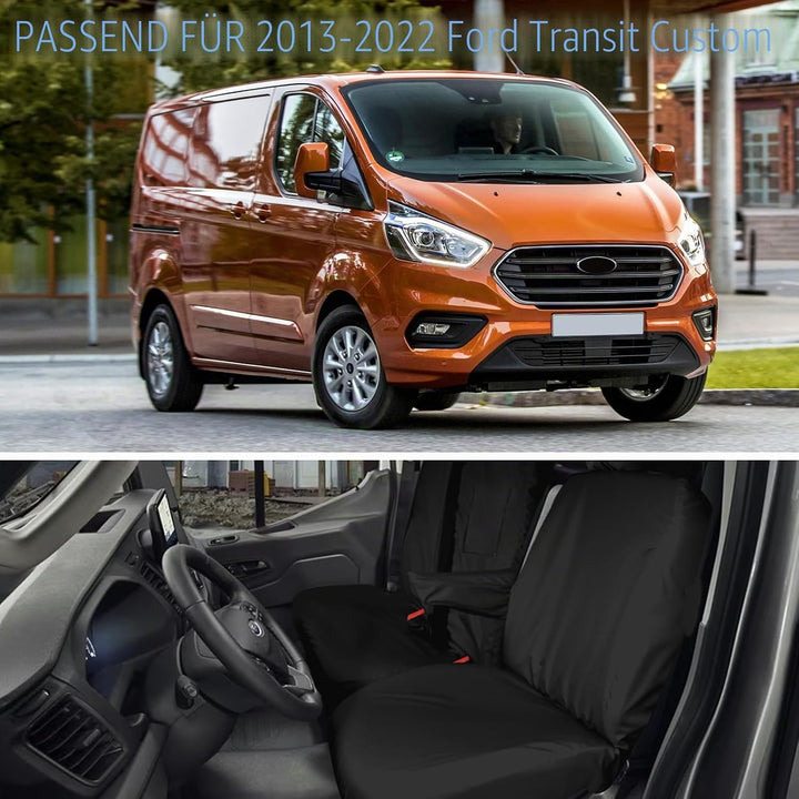 Soekodu Sitzbezüge kompatibel mit Ford Transit Custom 2013-2022 (3 Sitzer), 8er-Set Wasserdichter Vo