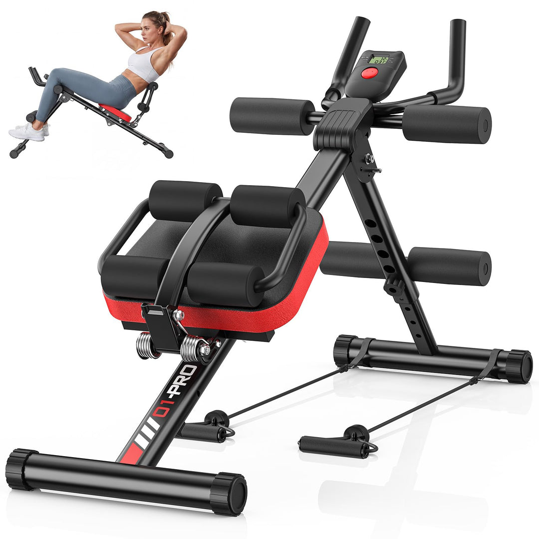 Dskeuzeew Bauchtrainer verstellbarer Bauchmuskeltrainer für Heim-Fitnessstudio mit LCD-Display und A