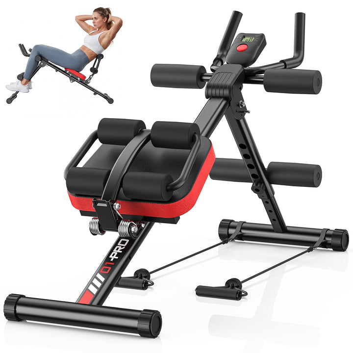 Dskeuzeew Bauchtrainer verstellbarer Bauchmuskeltrainer für Heim-Fitnessstudio mit LCD-Display und A