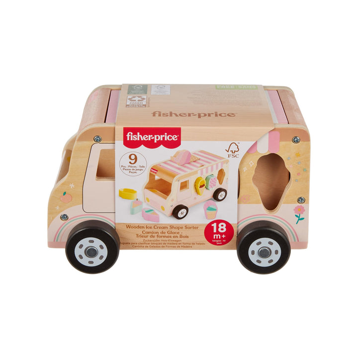 Fisher-Price Formensortierer für Kleinkinder Eiswagen aus Holz, 8 Holzteile für die spielerische Ent