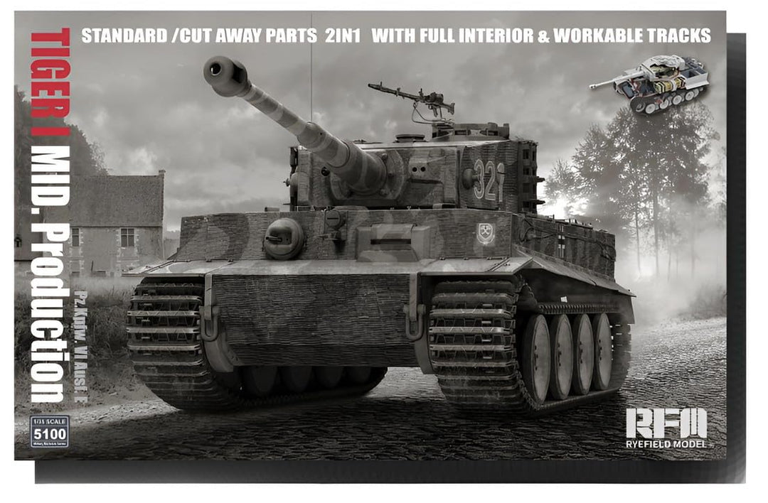 Rye Field Model RM5100 Tiger I mittlere Production 2in1 with cutaway parts & interior Massstab 1:35