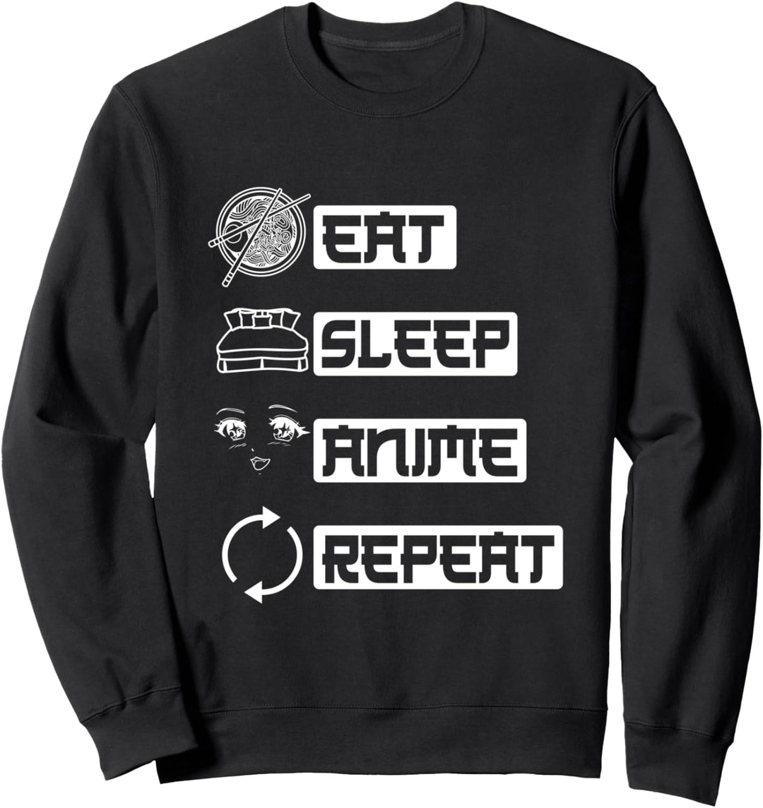 eat sleep anime repeat Otaku Girl Cool Manga japanese Kawaii Sweatshirt
