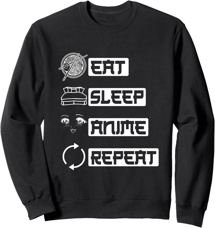 eat sleep anime repeat Otaku Girl Cool Manga japanese Kawaii Sweatshirt