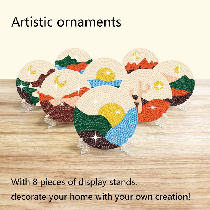 Muzagroo Art Diamond Painting Coasters with Holder Diamond Art Kits for Beginners Landscape Art Kits