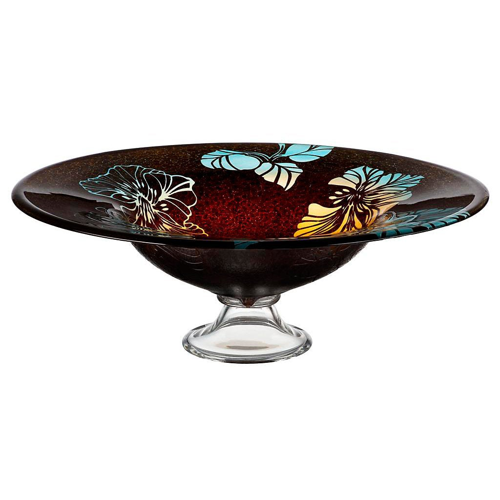 Obstschale Obstteller Snack Tablett Dekoschale Geschenkidee Glas Teller Malva Bunt Schwarz 44 cm