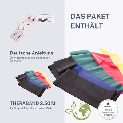 TheraBand Original Fitnessband – 2,5m Resistance Band für Ganzkörpertraining, Kraft & Flexibilität –