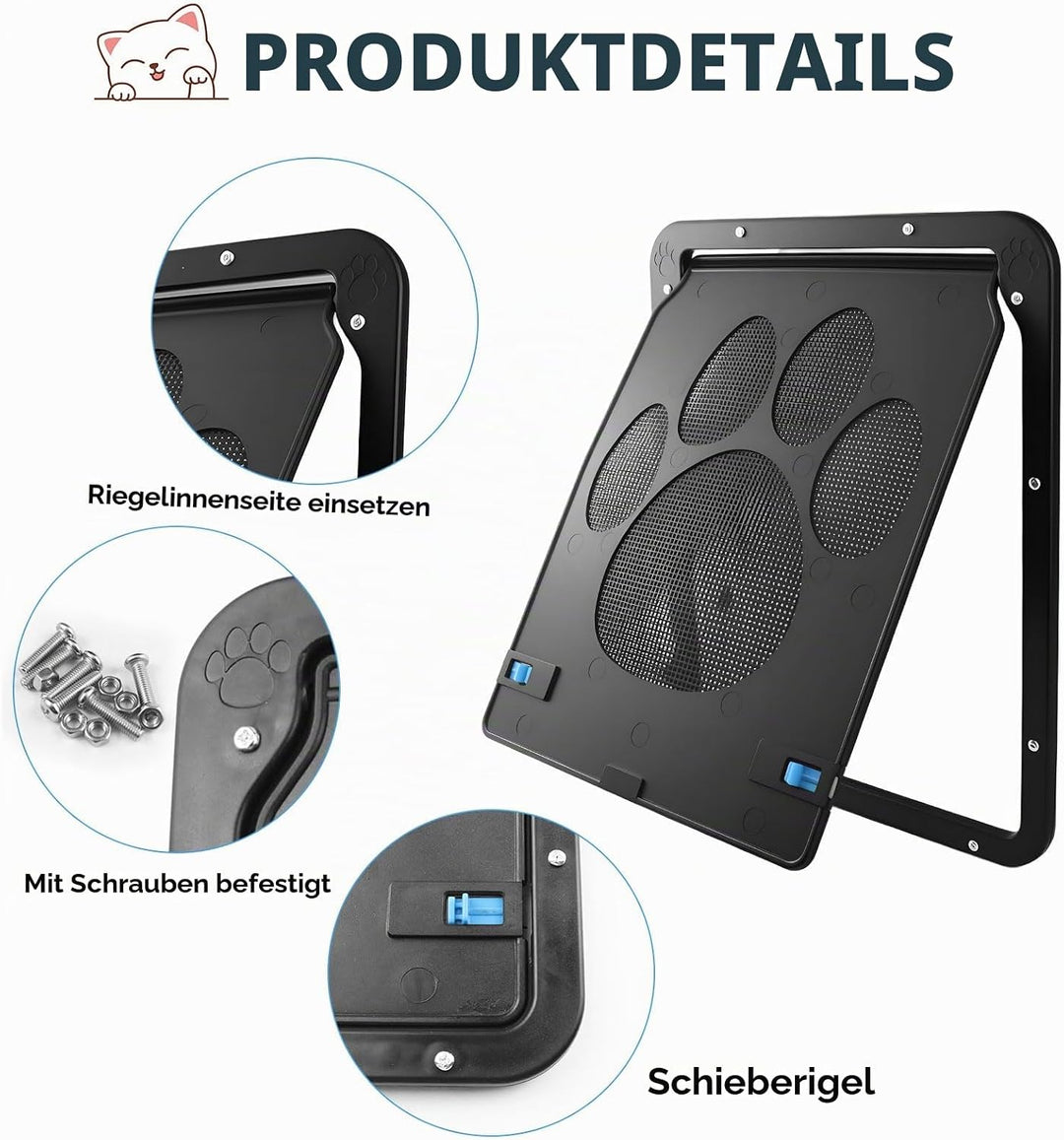 Katzenklappe ABS Haustierklappe, 29×24cm Katzentüre für Kleine und Mittelgrosse Hunde und Katzen Kat