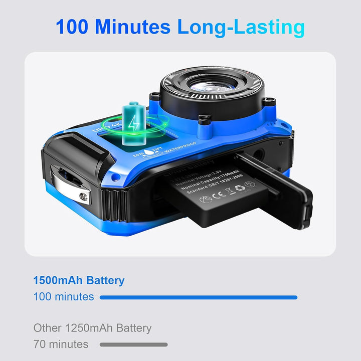 Digitalkamera, Yixinxin 4K 64MP 33FT UHD Unterwasserkamera zum Schnorcheln mit 32GB Karte Dual-Scree