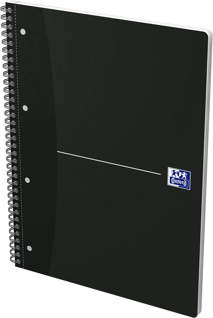 Oxford Collegeblock A4, kariert mit Rand 140 Seiten, smart black/schwarz, 5 Stück, kariert