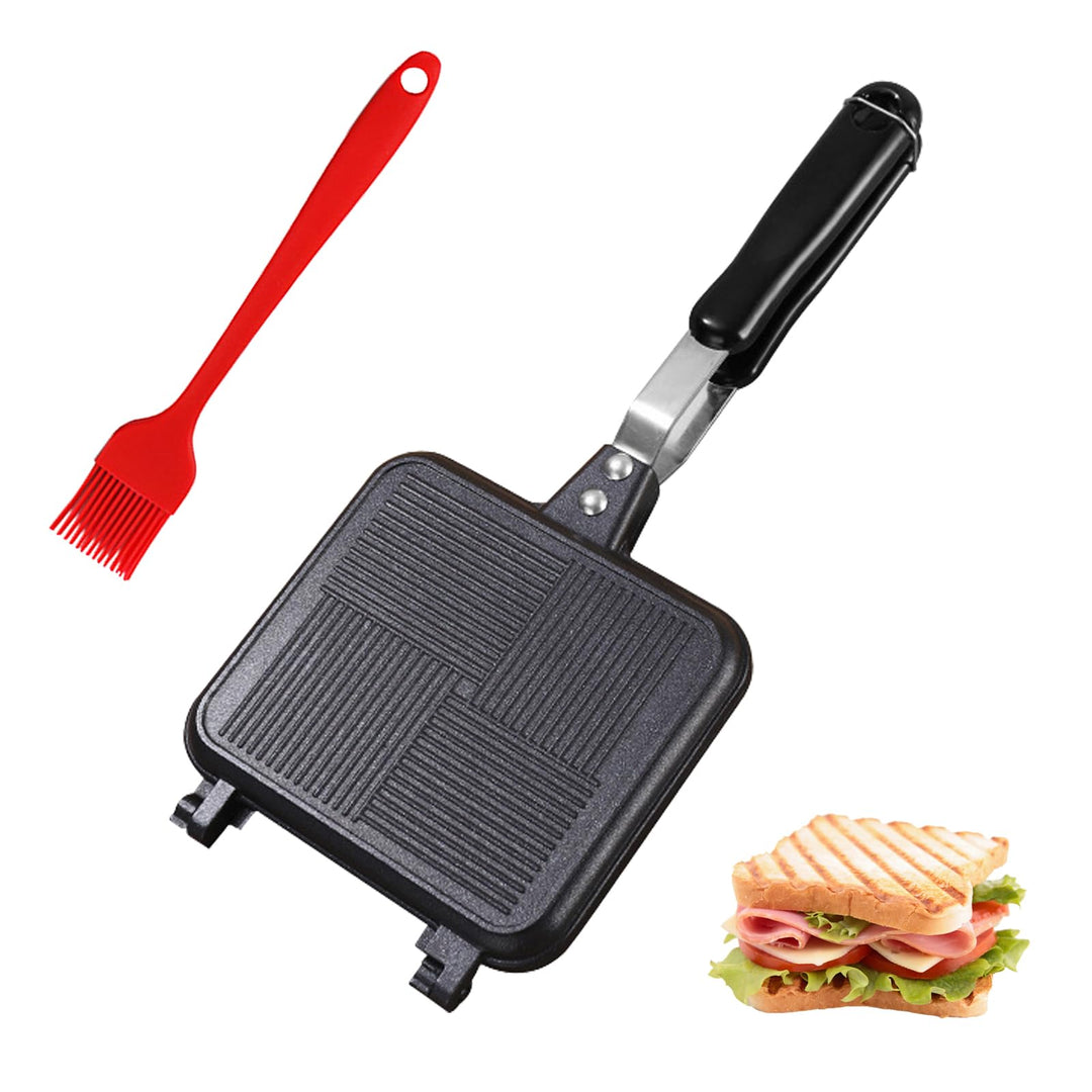 WIYETY Aluminium Doppelseitige Bratpfanne, Quadratische Sandwichmaker mit Antihaftbeschichtung & Hit