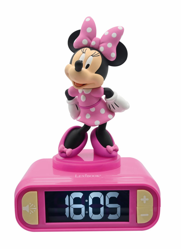 Lexibook RL800MN, Disney, Minnie Nachtlicht Wecker, Klänge und Melodien, LCD-Bildschirm mit Hintergr