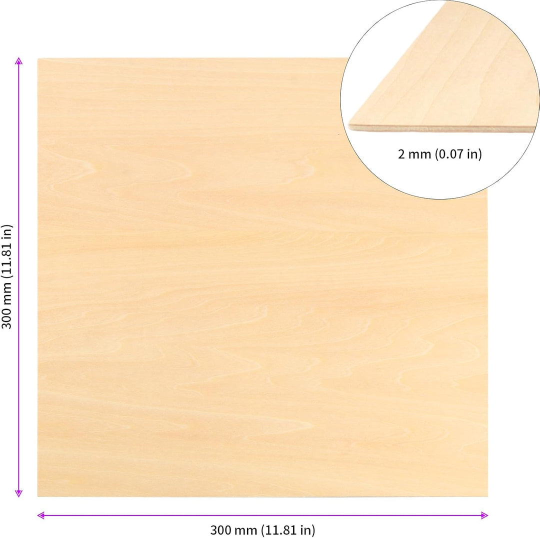 MUNGHOK 20 Stück 300 x 300 x 2mm Holzplatte zum Basteln, Quadratisch Lindenholz Sperrholzplatten, Ba