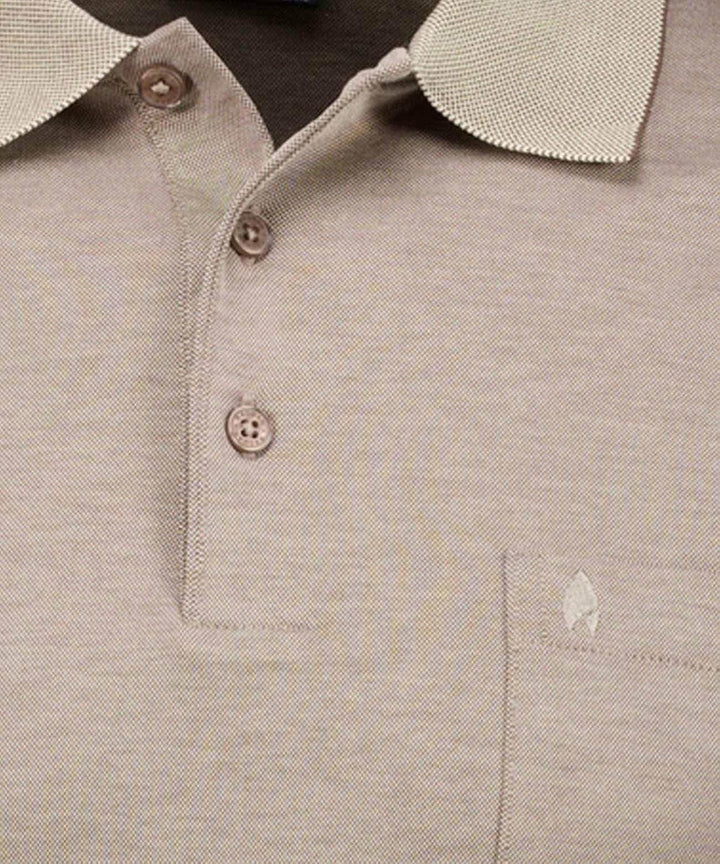 RAGMAN Herren Softknit-Polo mit Brusttasche, Langarm S Beige-melange-820, S Beige-melange-820