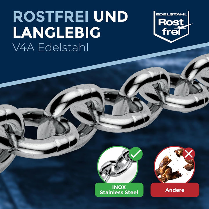 100cm = 1 meter 13mm starke Kette Edelstahl Meterware V4A Schaukel Ketten kurzgliedrig am Stück Stah