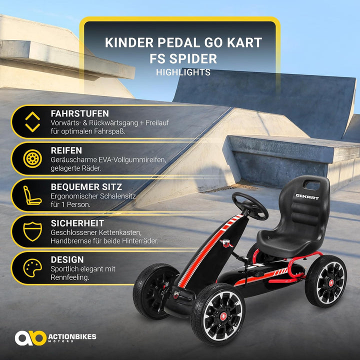 Actionbikes Motors GoKart FS Spider | 2-Rad Antrieb | Handbremse | Kettcar | Go Kart | Kinderauto |