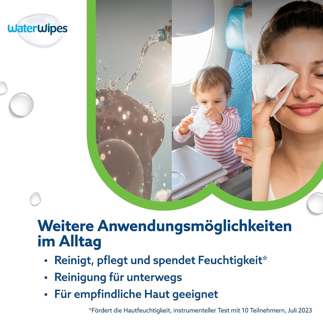 WaterWipes Sensitive+ Hydrating Boost Wipes, Feuchtigkeitsspendende Tücher, 360 Stück (6 Packungen),