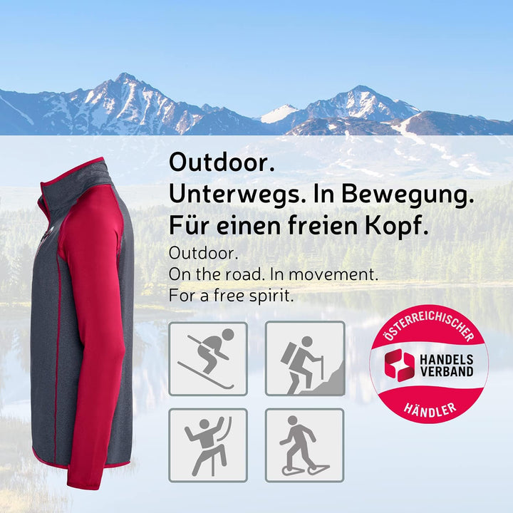 Black Crevice Herren Microfleece Pullover Second Layer Midlayer BCR297137 Blood Red/Steel Blue XXL,