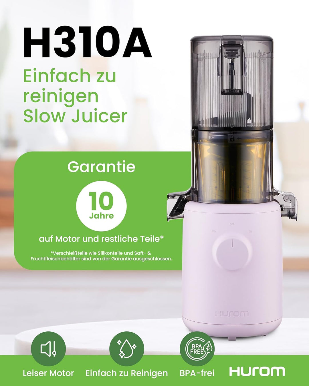 HUROM | Slow Juicer | Entsafter Gemüse und Obst | H310A | Elektrische Kaltpresse | Ruhiger Motor | L