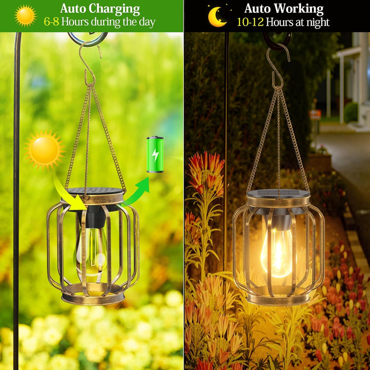 BUCASA Garten Solarlampen für Aussen Hängend, 2 Stück Solar Laternen für Draussen mit Grösser LED-Gl