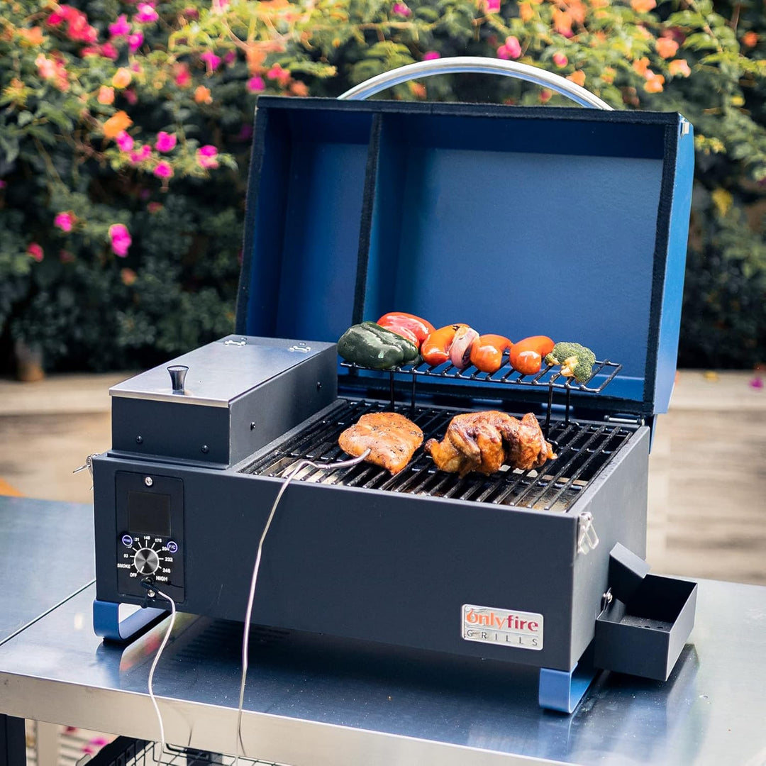 Onlyfire Pellet Smoker Grill, 8-in-1-Multifunktion Räucherofen, Pelletgrill inkl. Abdeckhaube, LED-B