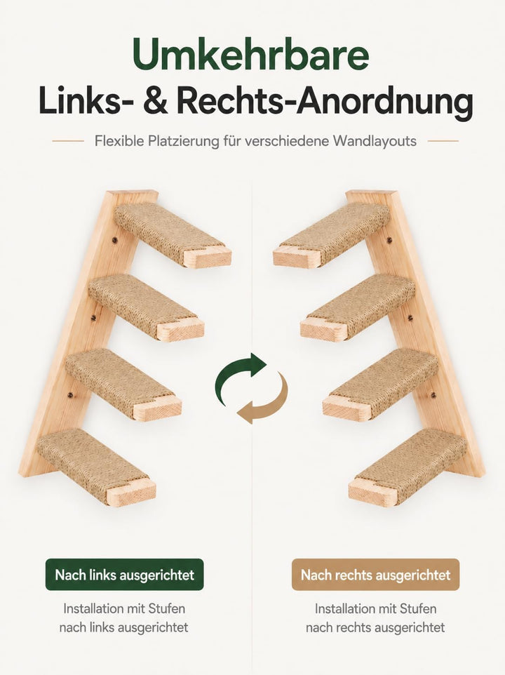 4-Teilig Kletterwand Katzen, Wandmontiertes Katzenhängematte, Katzen Kletterwand Set, Katzenbett zum