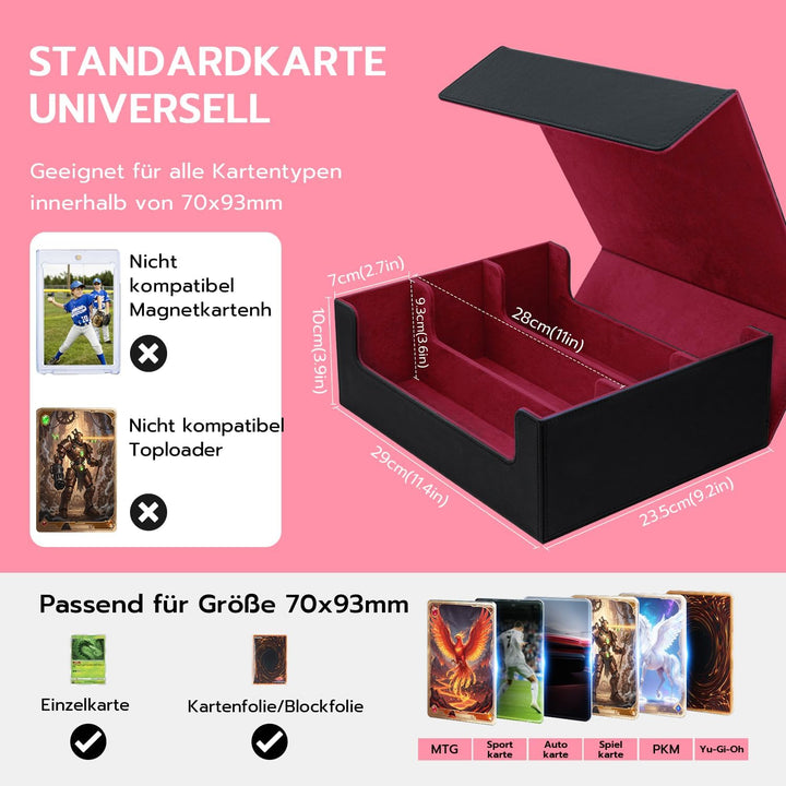 Card Deck Box for MTG, Gathering Kartenbox für 1800+ Karten mit Trennwänden,PU Leder Starkes Magneti