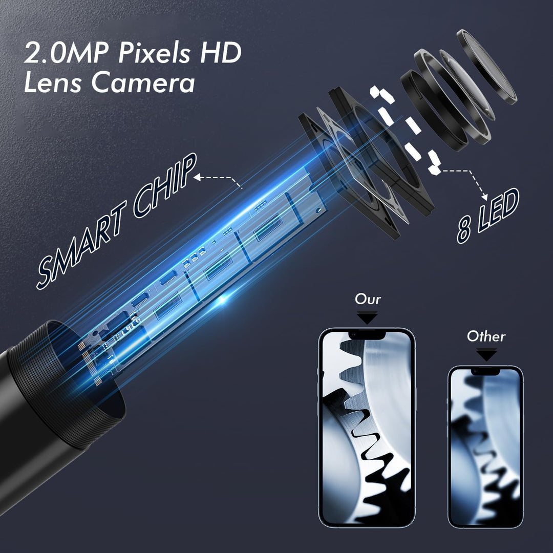 Endoskopkamera mit Licht 10M, AOPICK 1080P HD Endoskop-Kamera Handy Wasserdichtes Ip67 Kein WLAN Erf