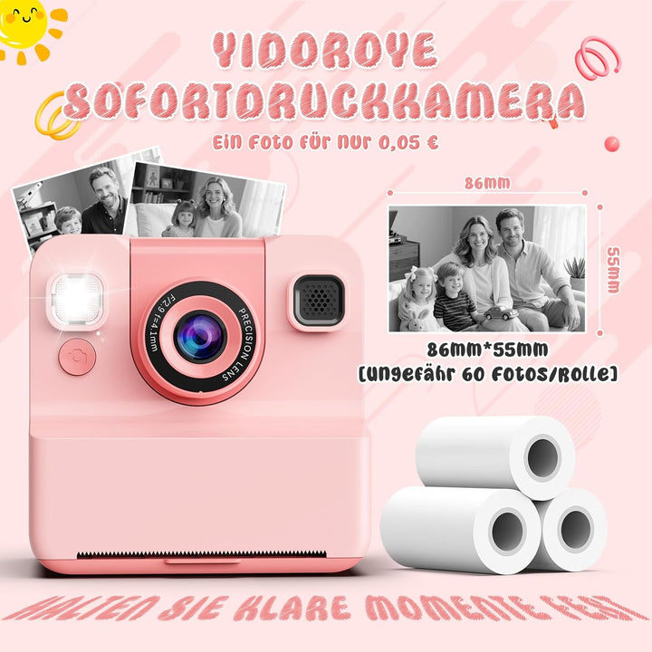 Sofortbildkamera Kinder Kamera,2.4" HD Bildschirm Kinderkamera mit 32GB Spielzeug ab 3 4 5 6 Jahren