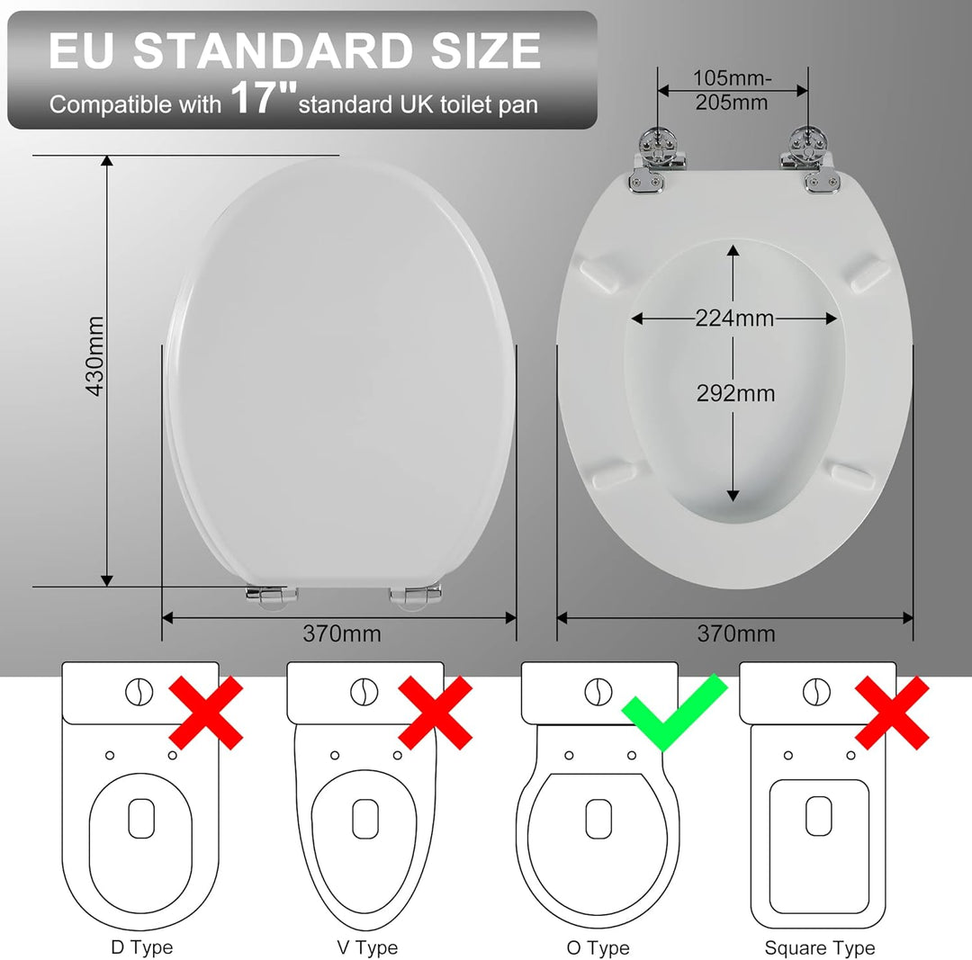 Angel Shield Weisser, langlebiger, sanft schliessender WC-Sitz, antibakteriell, verstellbare Scharni