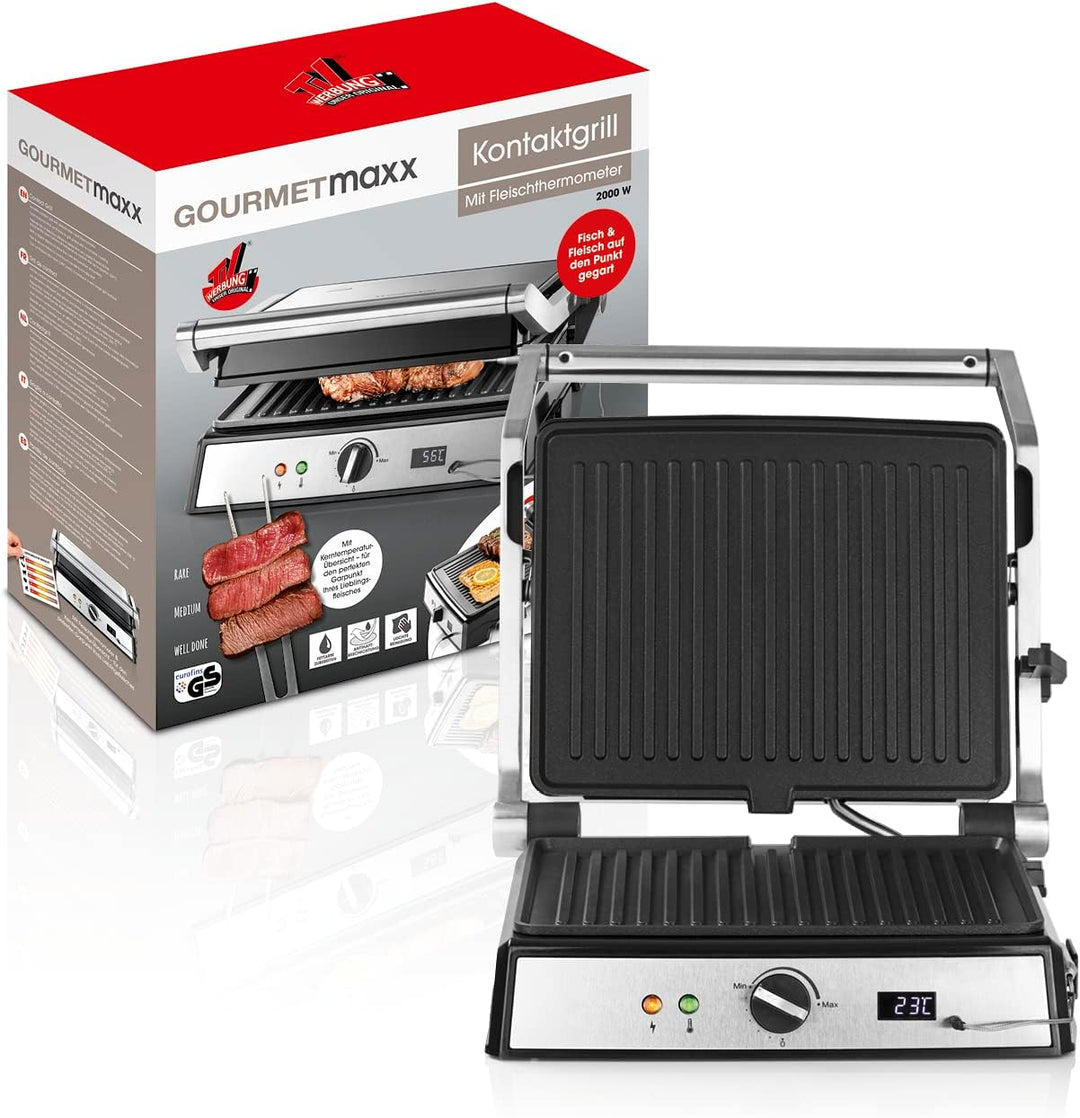 GOURMETmaxx Kontakt-Grill | Sandwichtoaster | Fettarmes Grillen | Fisch, Steaks, Burger, Paninis ode