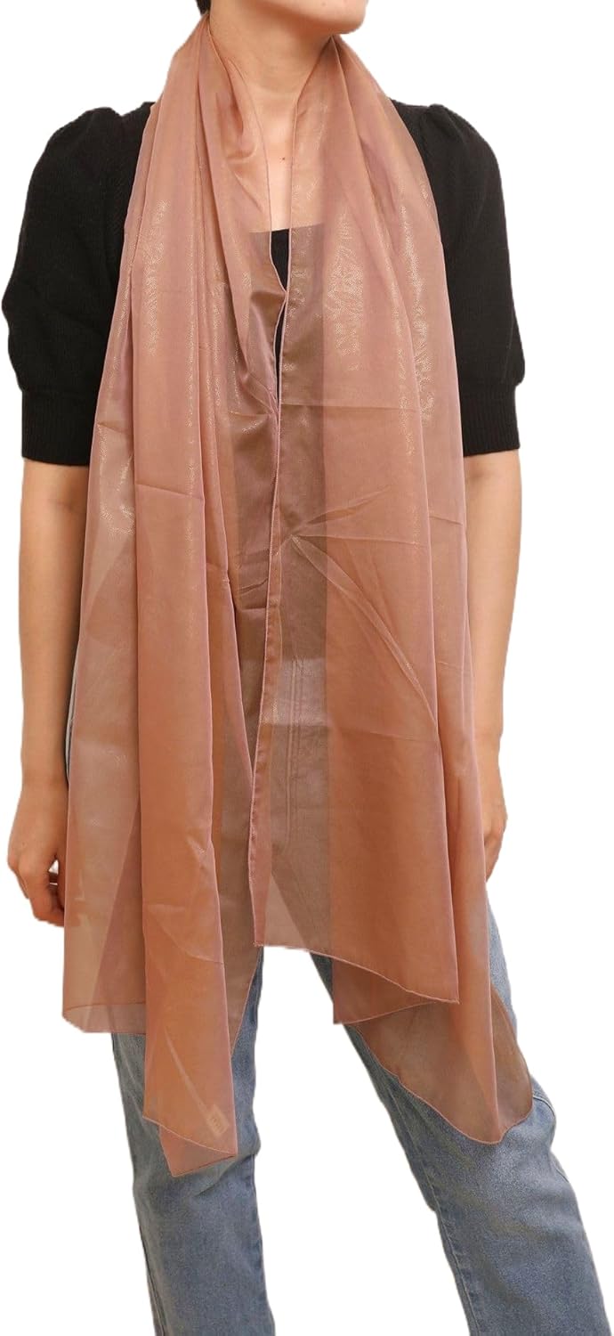 Prettystern Damen Unifarbe Seidentaft 100% Chiffon Seide festlich Stola Schultertuch Schal für Abend