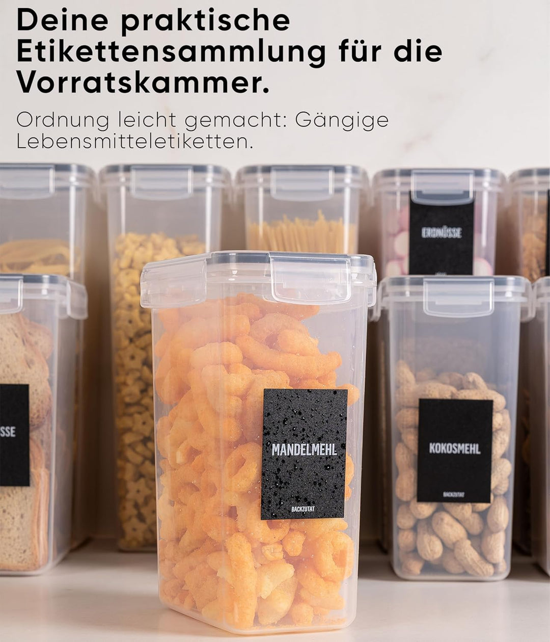Deco haus® Vorratsdosen mit Deckel Luftdicht [inkl. VORRATSETIKETTEN] - 4er Vorratsbehälter Set 2.8L