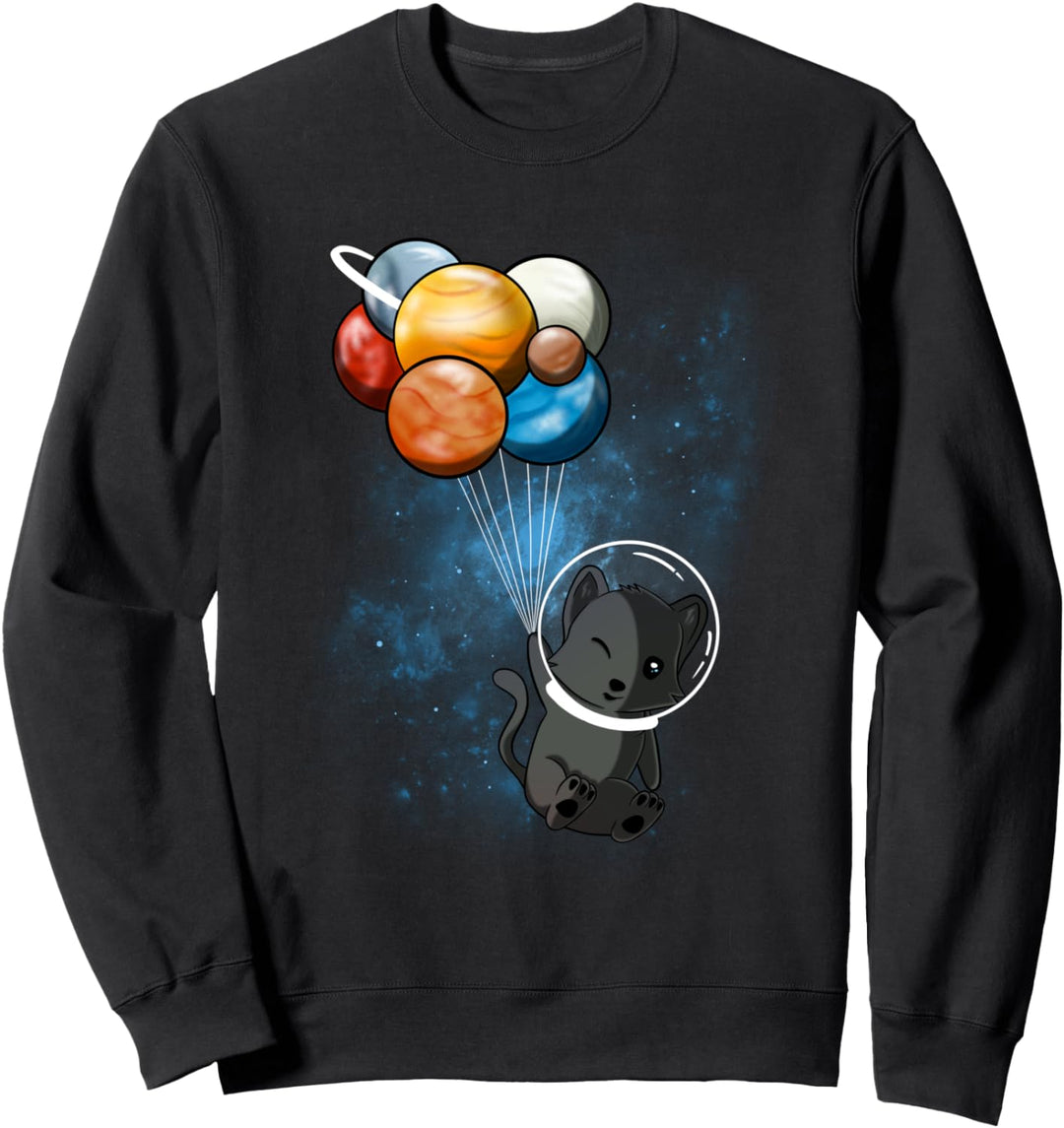 Katze, Weltraum Ballon, Planeten, Universum Reise Sweatshirt