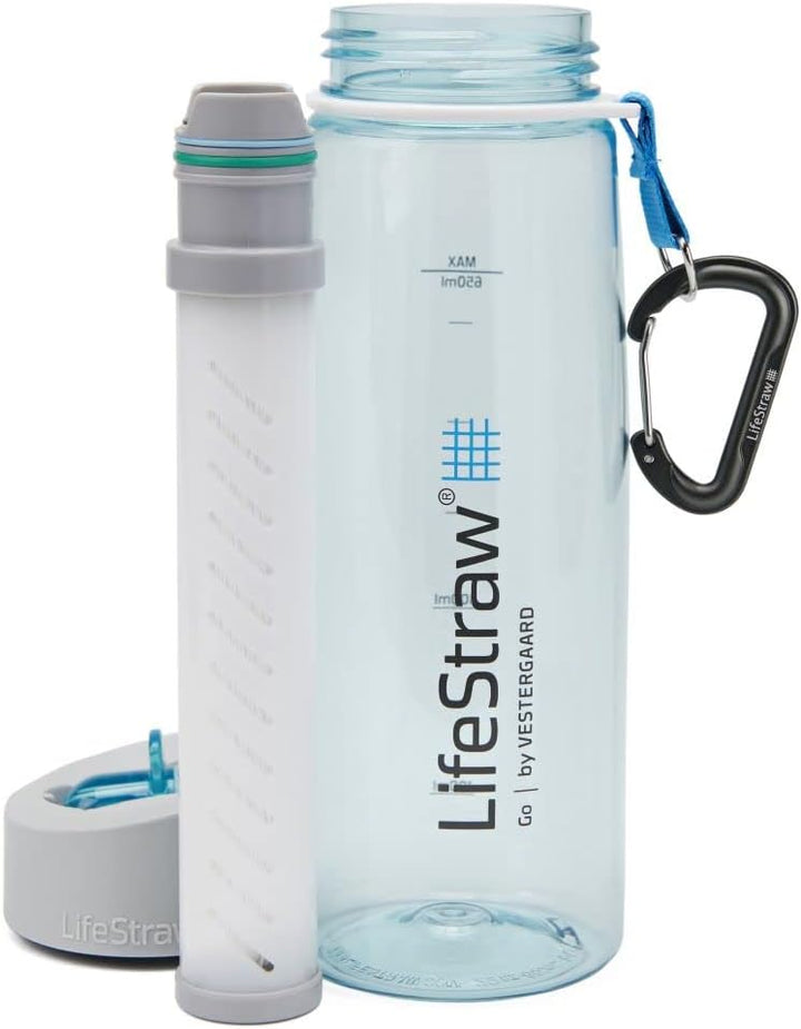 LifeStraw Go Wasserflasche mit Wasserfilter für Reisen, Wandern Hellblau Light Blue, Hellblau Light