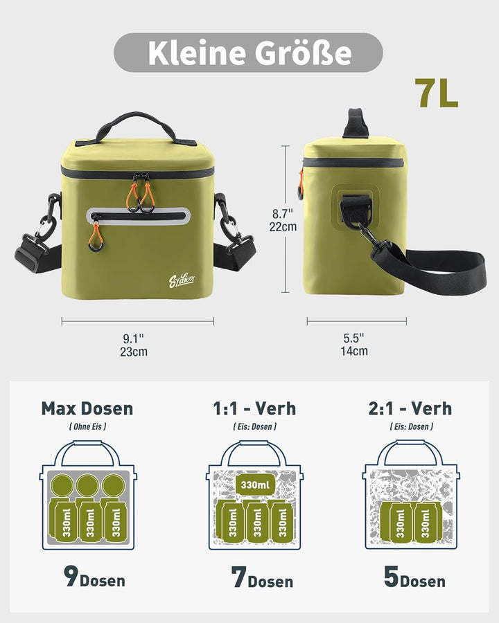 Kühltasche 7/14/24L - Isoliert & Wasserdicht | Tragbare Mini-Kühltasche mit Thermo-Iso-Schicht | Lei