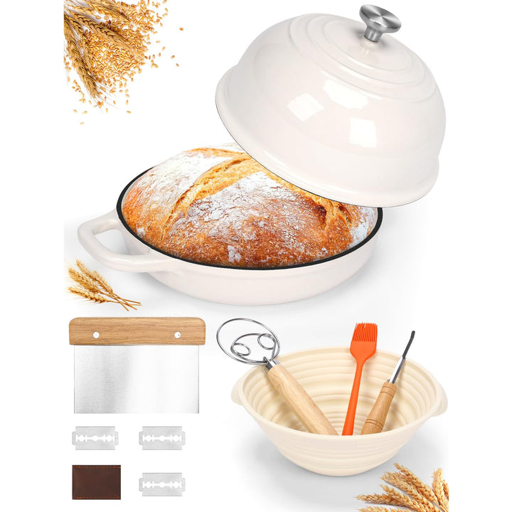 GFTIME Gusseisen Topf Brot Backen, Schmortopf Gusseisen Topf mit Deckel, Dutch Oven Brotbacktopf mit